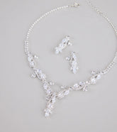 Statement Glow Rhinestone Necklace And Earrings Set